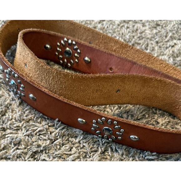 Cowboy 8 Belt Brown Leather Studded Rhinestones 1.25”x49” Western Cowgirl Rodeo - Picture 10 of 12